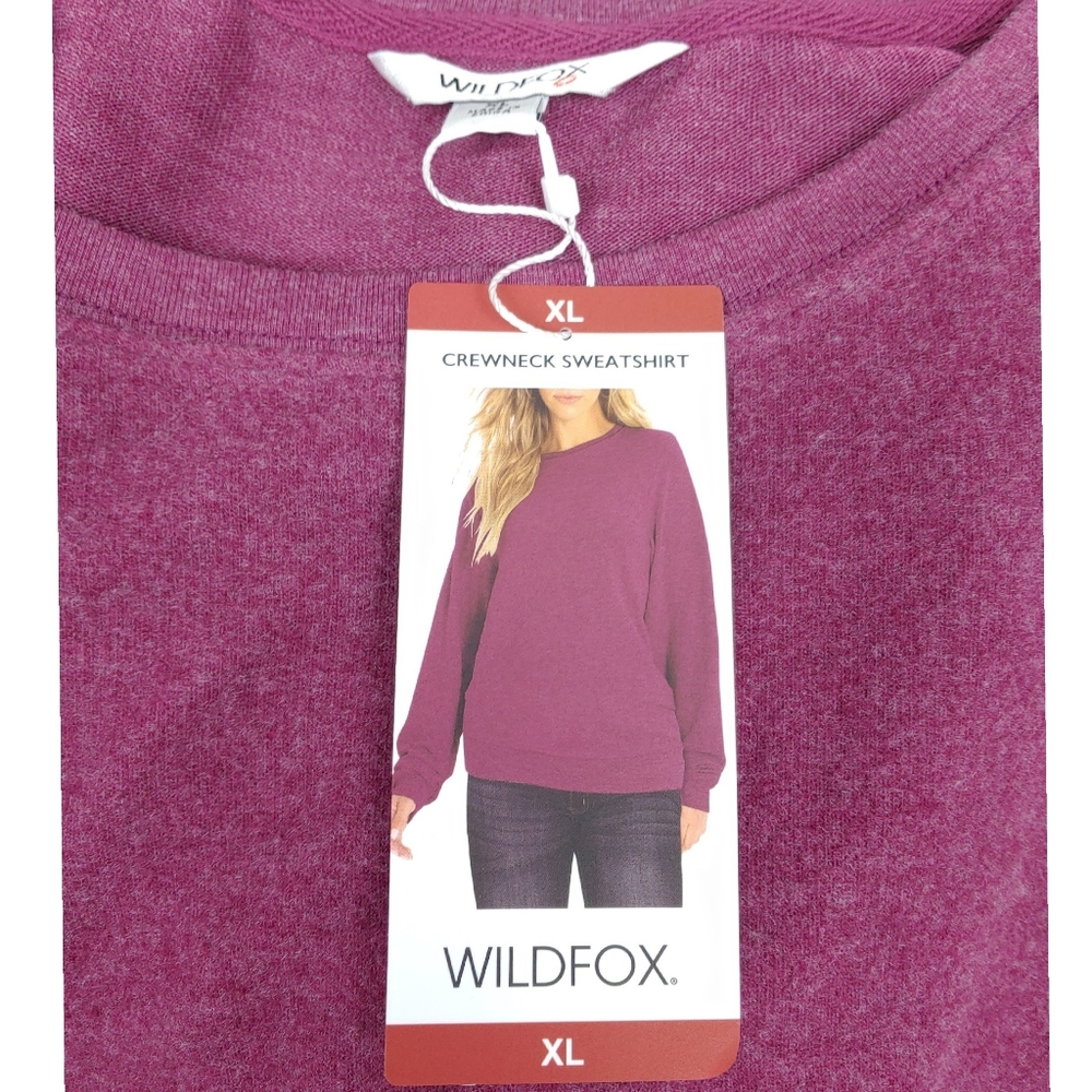 NWT Wildfox $84 Womens Magenta Crewneck Sweatshirt - Picture 4 of 7